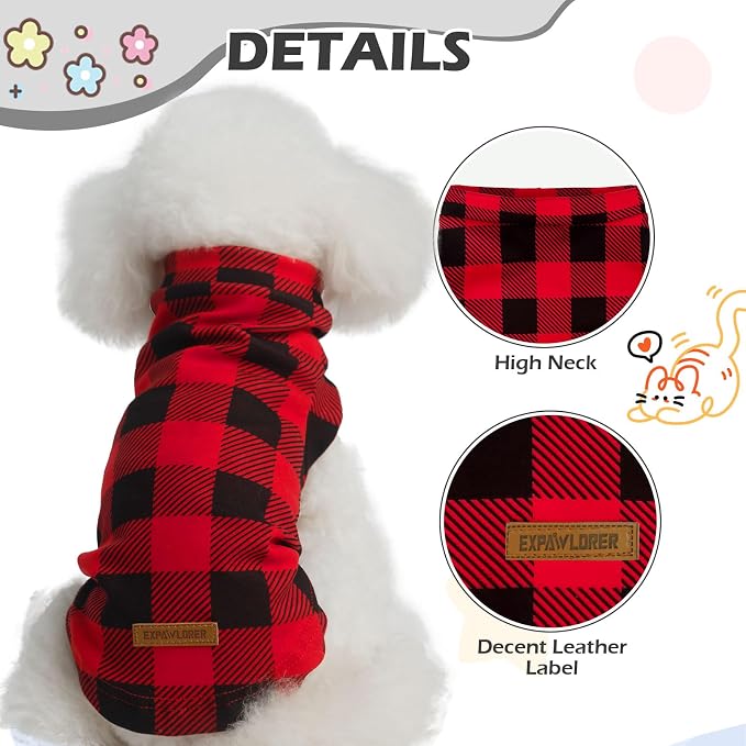 Cat Sweater Warm Fleece Pet Clothes for Cats Only | Soft Cat Vest Puppy Hoodie Coat, Fall Cold Winter Sweatshirt Pullover Clothing also for Small Dogs, Red Black L