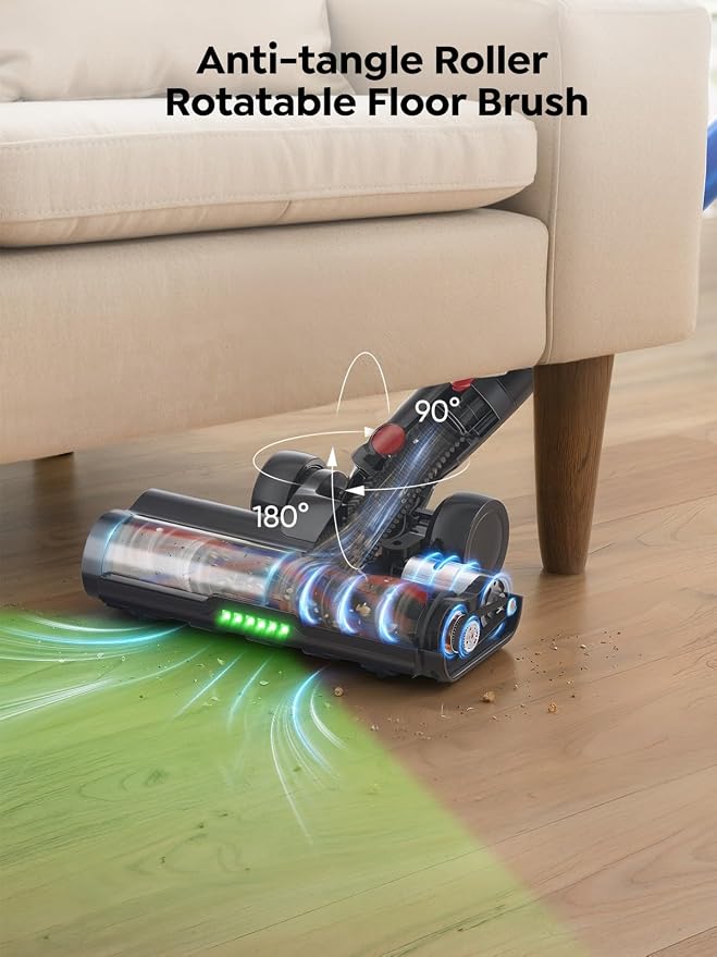 SMOTURE Cordless Vacuum Cleaner, Upgraded 650W 55KPA 70Mins Vacuum Cleaner for Home, Pet Brush&3.3Ft Hose, Self-Stand, Auto Mode,Touchscreen, Anti-tangle Vacuum, Stick Vacuum for Pet Hair/Carpet/Floor