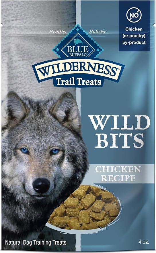 Blue Buffalo Wilderness Wild Bits Chicken Soft & Chewy Dog Treats, 4 oz | Real Chicken #1 Ingredient, High Protein & Grain-Free, Bite-Sized Training Treats Made with Natural Ingredients