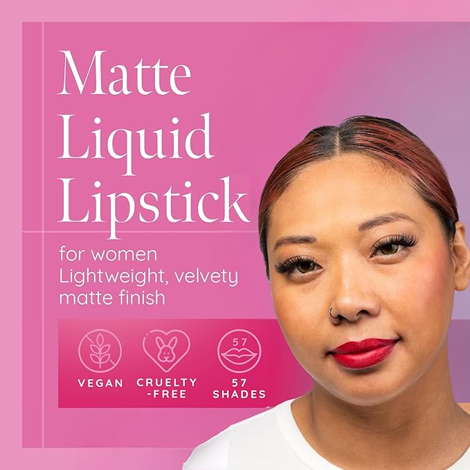 Aromi True Red Matte Liquid Lipstick, Retro Red Lip Color with Blue Undertones, Smudge Proof, Long Lasting, Vegan and Cruelty-free, Handmade (Flamenco Red)
