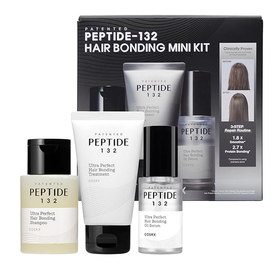 COSRX PEPTIDE-132 Hair Bonding Mini Kit – Travel-Size Shampoo & Treatment + Full-Size Oil Serum, Keratin Treatment Hair Gift Set for Damaged, Dry Hair, Scalp Treatment for Dandruff, Dry & Itchy Scalp