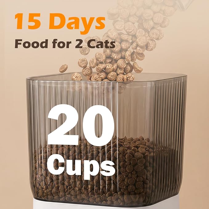 Automatic Cat Feeder with Camera, OIUMHRU 5G WiFi 7L Timed APP Control | 2K Pan/Tilt Camera, Automatic Dog and Cat Food Dispenser, Two-Way Audio, Night Vision, Motion Detection, Dual Bowls