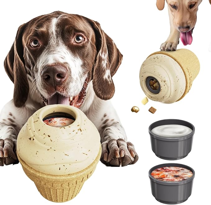 Frozen Treat Dispensing Dog Toy, Freezable & Fillable Chew Toy for Aggressive Chewers, Interactive Dog Toys to Keep Them Busy, Enrichment Toys for Small Medium Large Breeds