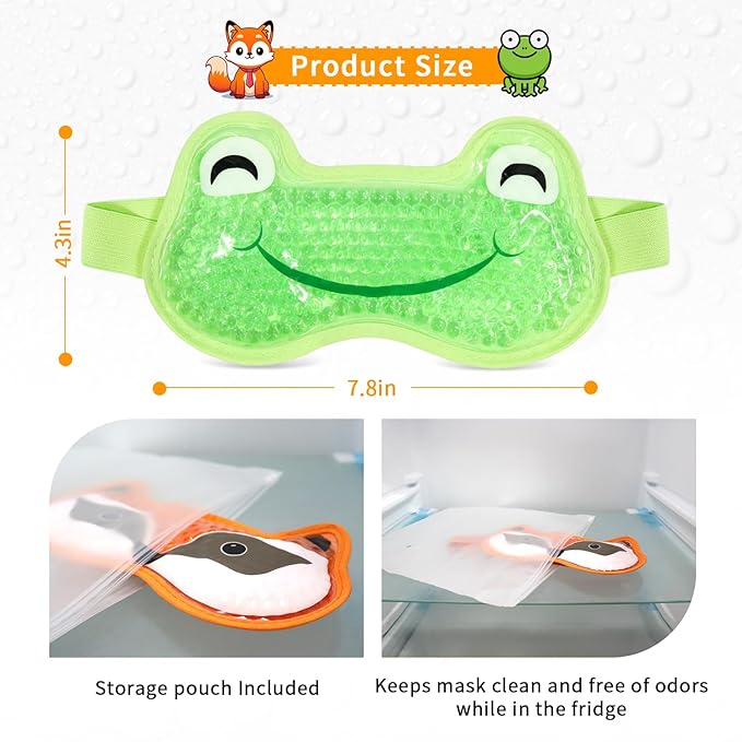 2PCS Adorable Cooling Eye Mask Gel Eye Mask, Reusable Hot Cold Therapy Cold Eye mask for Post Surgery, Puffiness, Dark Circles, Eye Bags, Dry Eyes