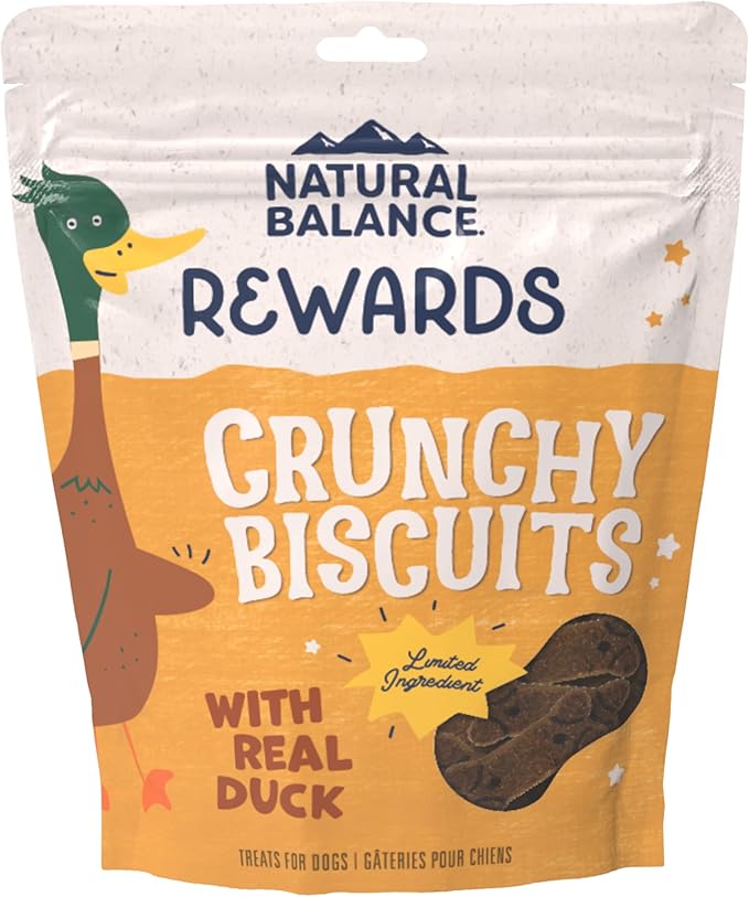 Natural Balance Limited Ingredient Rewards Crunchy Biscuits, Grain-Free Dog Treats for Adult Dogs of All Breeds, Duck Recipe, 14 Ounce (Pack of 1) | Grain-Free Dog Treats for Adult Dogs, Limited-Ingredient Recipe, Made with Real Ingredients, Great for ...