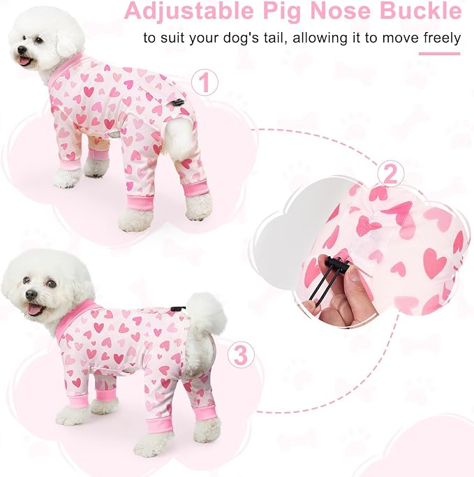 Bienbee Dog Pajamas, 4 Pack Adjustable Onesies for Small to Large Dogs S | Dog Shedding Suit with Soft Fabric, Breathable & Stretchy, and Adjustable Back Length for Sleeping Lounging and Daily Use