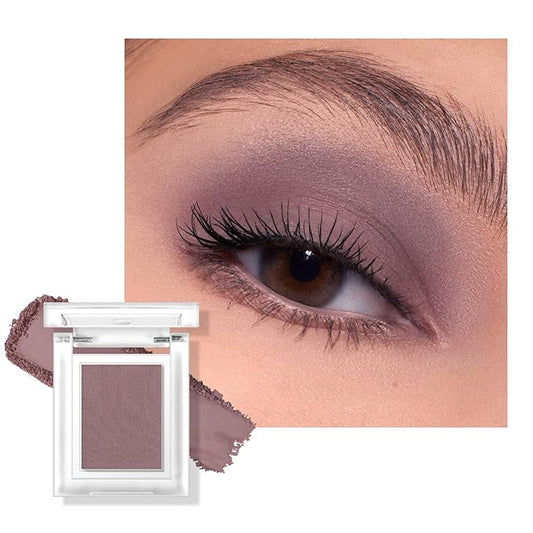KYDA Taupe Brown Matte Eyeshadow Single, Mauve Brown Eyeshadow Compact, Ultra-fine Lightweight, Crease-proof High Pigmented Formula, Matte Mini Eyes Makeup, Purple Lilac