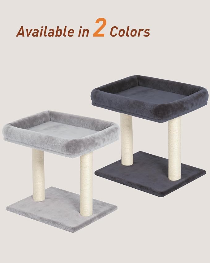 19" Small Cat Tree with Scratching Post for Indoor Cats with Perch | Light Gray, Removable 19"×15.8" Perch Bed, Dual Natural Sisal Scratcher,Small Cat Tower,Space-Saving