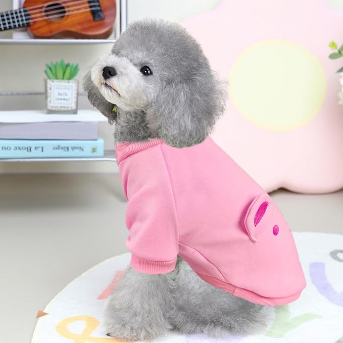 Pink Cute Dog Sweater Soft Winter Clothes for Small Dogs, S | Classic Pink Knit Pullover, Fall Winter Outfit, Elastic Cuffs, Holiday Party Matching, Machine Washable Sweatshirt for Pets