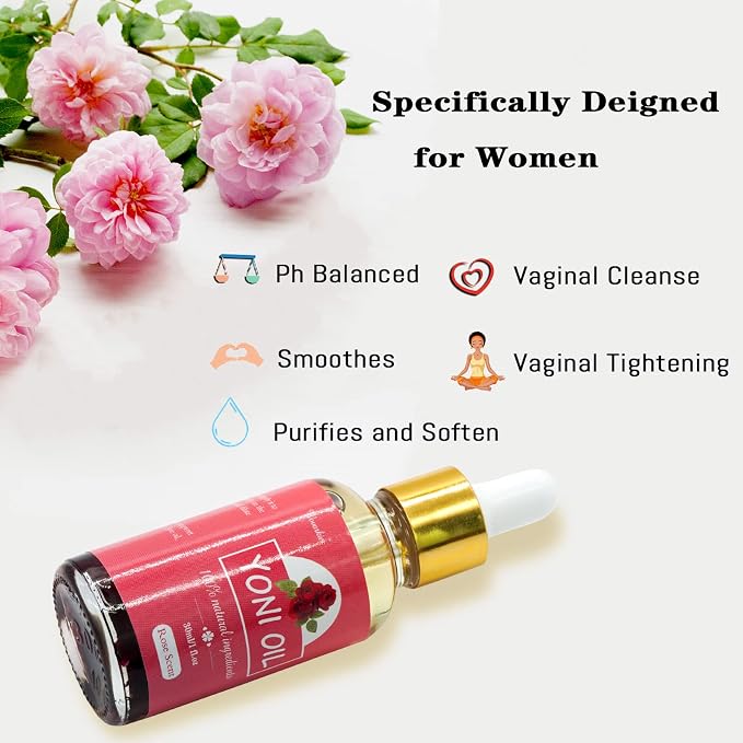 2 Packs Yoni Oil for Women, All Natural Feminine Oil Intimate Deodorant for Women, Ph Balanced and Eliminates Odor, 100% Natural Feminine Serum Made with Rose Essential Oils (1 fl oz/30 ml)