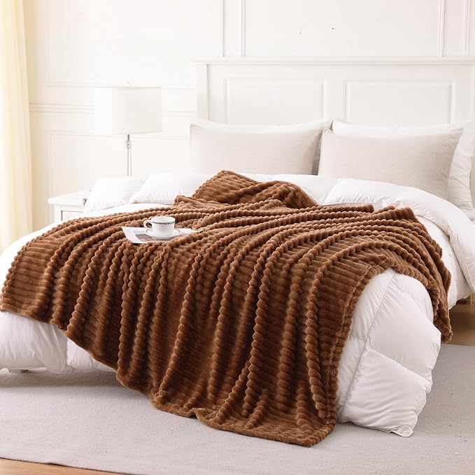 Brown Throw Blanket for Couch Sofa 60”x80” Striped Design