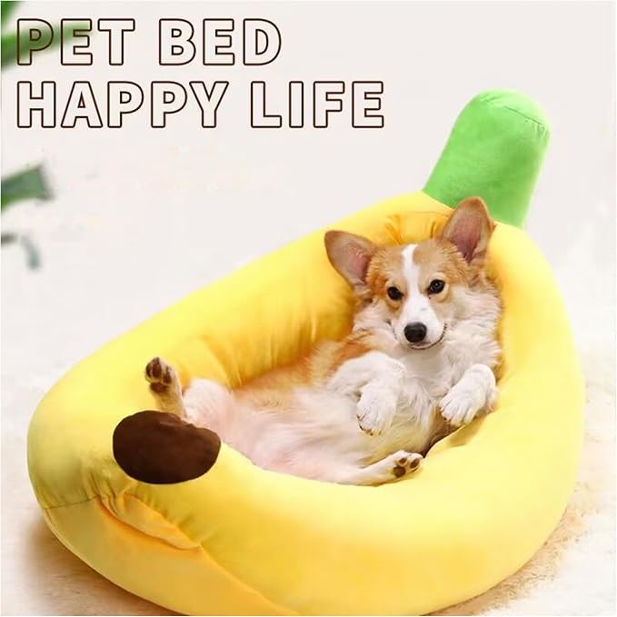 Dog & Cat Bed for Indoor Cats Relaxing Banana Mattress Fluffy Pet Mattress Waterproof Memory Foam Pet Bed with Sides Suitable for Small and Medium-Sized Dogs and Cats Guinea Pig Bed (Large)
