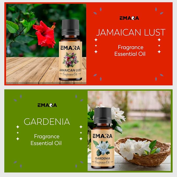 EMARA All Natural Floral Gardenia Essential Oil for Diffusers, Skin Care, Aromatherapy Fragrance Oil, Organic Therapeutic Grade 15 mL (1/2 fl oz)