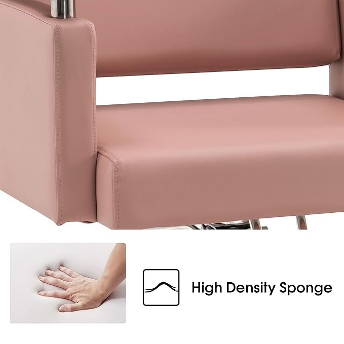 BarberPub Classic Hydraulic Barber Chair Styling Salon Chair for Hair Stylist Beauty Spa Equipment 8808 (Pink)