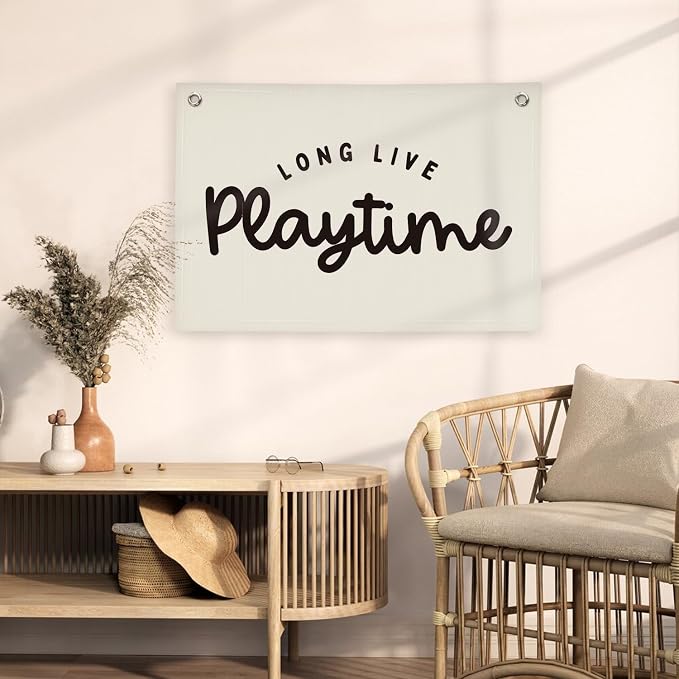 Playroom Decor,Long Live Playtime Linen Hanging Banner Flag Decor for Nursery Playroom Toddler Kids Room Decor, Classroom Decorations,Classroom Must Haves 30x20 playtime