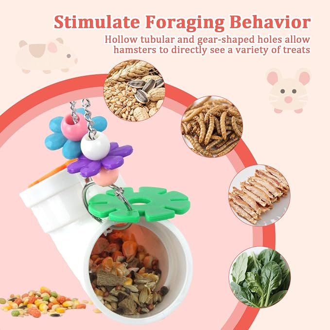 Hamster Enrichment Toys, Mouse Rat Enrichment Toys, Hanging Slow-Feeding Dispenser, Interactive Rat Cage Treat Dispenser Toy, for Small Foraging Pets Like Hamsters, Guinea Pigs, Ferrets