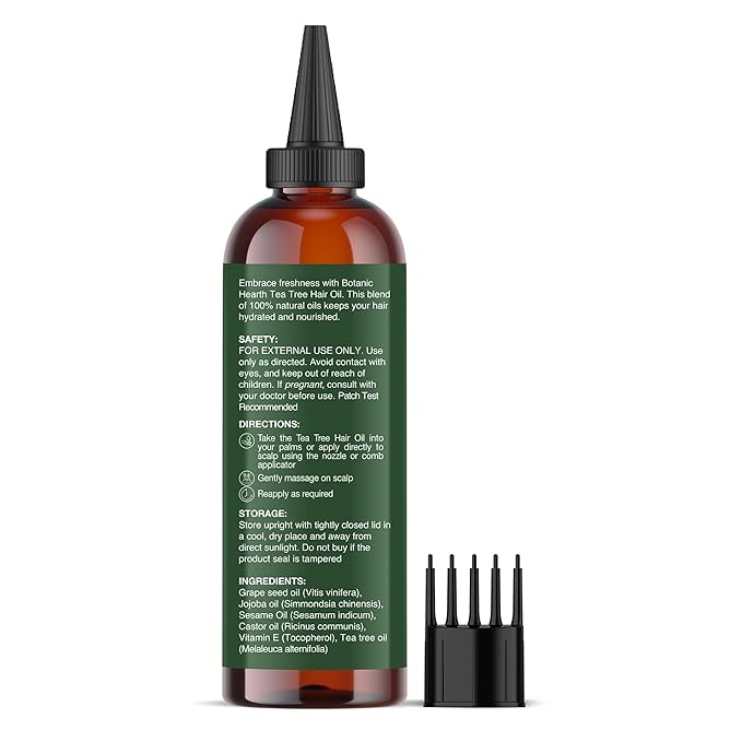 Botanic Hearth Hair Oil for Hair Growth & Hair Treatment Oils | Strengthening Dry, Frizzy, Damaged Hair & Scalp Treatment | All Hair Types | Tea Tree Hair Oil - 4 Fl Oz