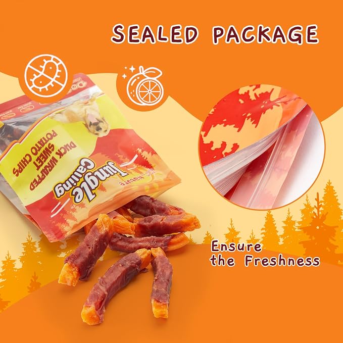 Jungle Calling Duck & Sweet Potato Treats, Fiber Rich, Limited Ingredient | Rawhide Free, Grain Free, Ideal for Picky Eaters, Perfect for Daily Rewards, For Small, Medium & Large Breeds, 10.6 Oz