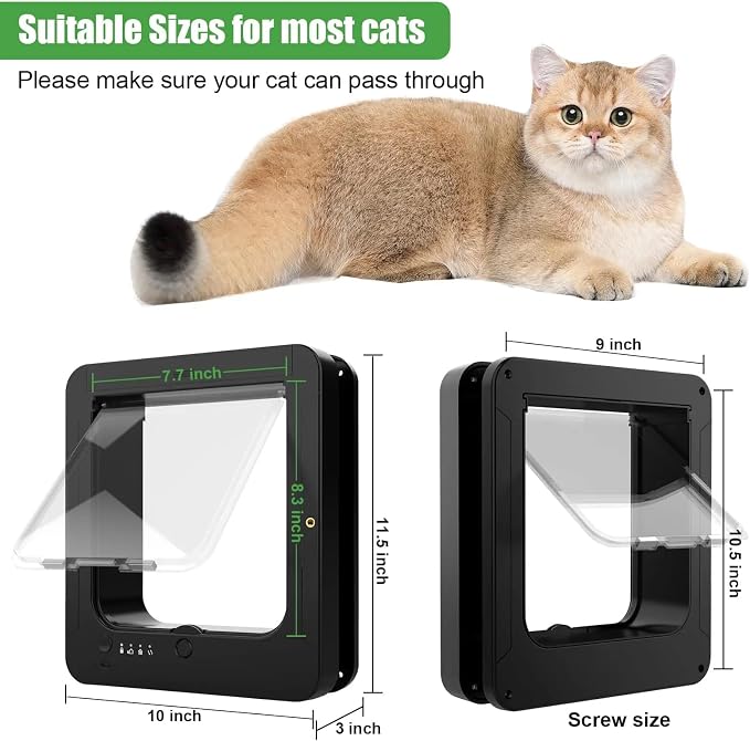 2 Way Locking Pet Door - Durable & Easy Install Silent Flap for Wall or Wooden Door Ideal for Cats and Small Dogs