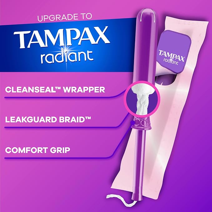Tampax Cardboard Tampons for Women Super Plus Absorbency, Anti-Slip Grip, LeakGuard Skirt, Unscented, 40 Count