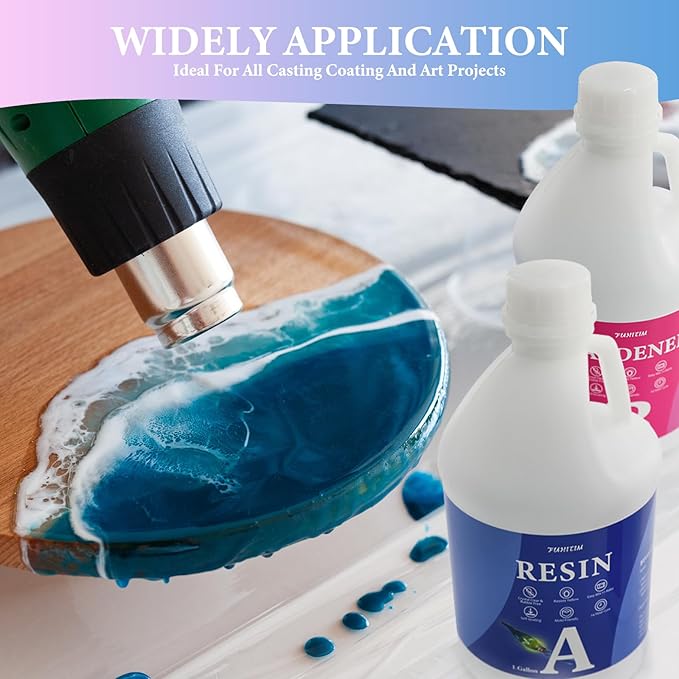 Epoxy Resin 2 Gallon - Crystal Clear Epoxy Resin Kit - Self-Leveling, High-Glossy, No Yellowing, No Bubbles Casting Resin Perfect for Crafts, Table Tops, DIY 1:1 Ratio
