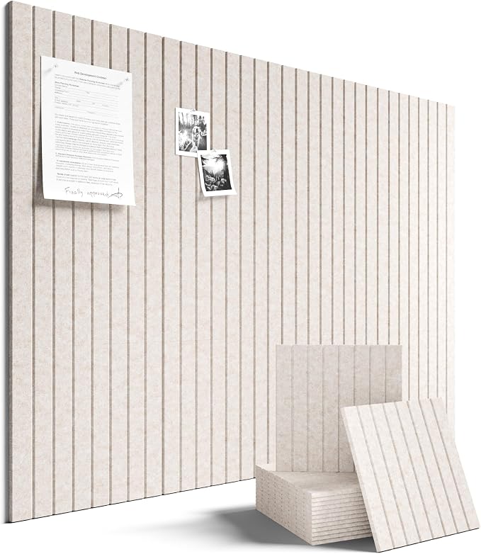 Fluxynara 48" x 36" Large Felt Bulletin Board, Oatmeal | 12 Pack Cork Board Alternative with 60 Safe Adhesive Tabs, Pin Boards for Wall Decor, Home, Office, Classroom,Dorm