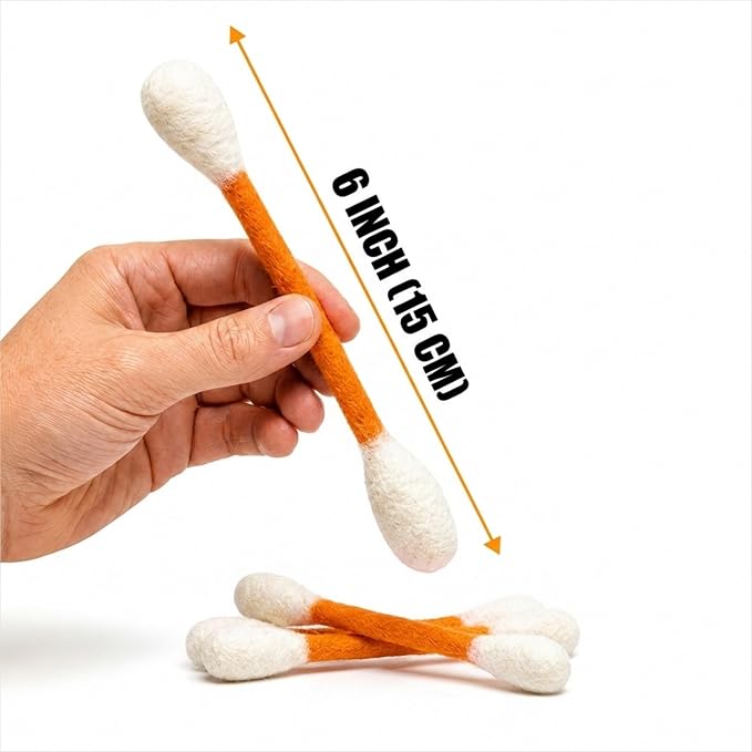 Glaciart One Swabs Cat Toys with Catnip - 6 Pk | Durable for Chew, Cute Cat Toys Interactive Kitty for Boredom, Exercise, & Play | Filled w/Organic Catnip for Anxiety & as Digestive Aid | Gift Idea