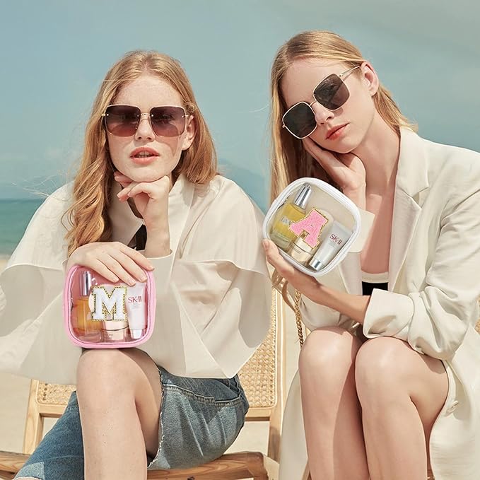 YOOLIFE Small Cosmetic Bag for Purse Mini Makeup Bag for Teacher Cute Clear Make Up Pouch for Travel Tiny Leather Pink Make Up Organizer Case for Backpack Toiletry Bag Waterproof Square Pouch B