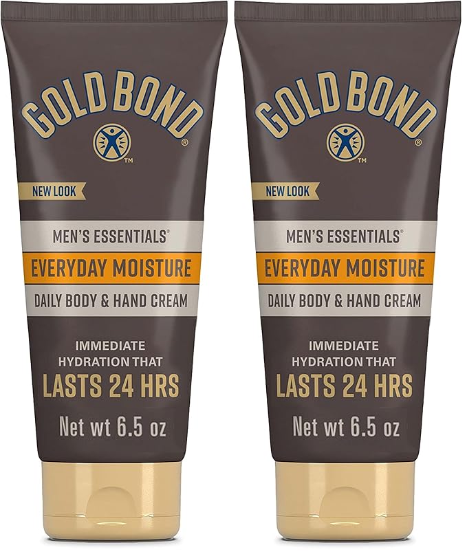 Gold Bond Men's Essentials Everyday Moisture Daily Body & Hand Cream, 6.5 oz., With Vitamin C (Pack of 2)