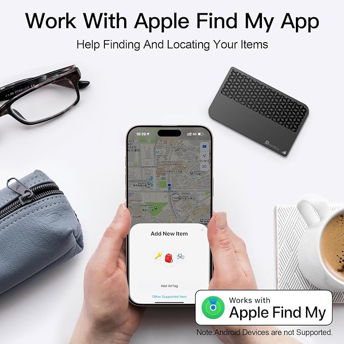 2026 Apple MFi Certified Wallet Tracker Smart Card for Find My iPhone Ultra Thin Air Tracker Tag for Travel, 5 Years+ Staying Power, IP69 Waterproof, Key Finder & Item Locator for Keys, Bags, Passport