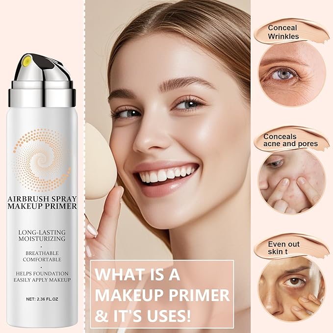 AirBrush Foundation Spray With Airbrush Primer, Silky Mist Foundation Spray Makeup, Full Coverage Foundation for Smooth Radiant, Formula Breathable Lightweight Hydrating (03 Nude)