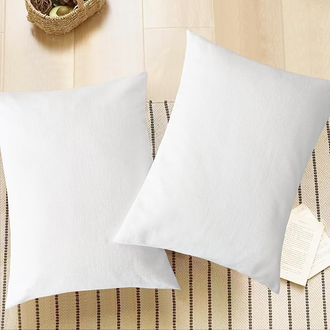 CaliTime Decorative Standard Throw Pillow Covers 26 X 20 Inches True White | Pack of 2, Cozy Chenille Cushion Cases for Sofa Bed Living Room Farmhouse Home