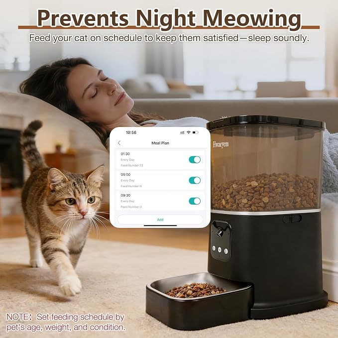 Automatic Cat Feeder with Camera, 5L/28 Cups WiFi Cat Auto Feeder with Two-Way Audio, App Control, Strong Anti-Jam System Smart Timed Cat Feeder with Night Vision for Small Pets Indoor