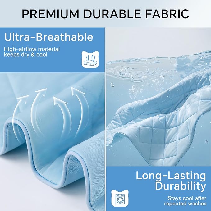 Luciphia Q-MAX>0.4 Cooling Dog Blanket Breathable Cold Pet Puppy Blue,40x60 | Silky soft self-cooling; summer calming mat; easy clean washable; lightweight couch protector for dogs, cats, and puppies.