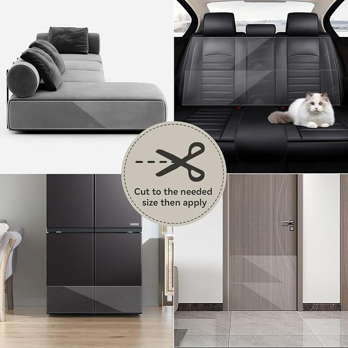 Anti Cat Scratch Furniture Protector (11.8" x 197") Single Sided | Thicken Vinyl Transparent Cat Anti Scratch Tape Flexible Couch Protector from Cat Claw Sticky Paws for Sofa, Door, Wall, Bed