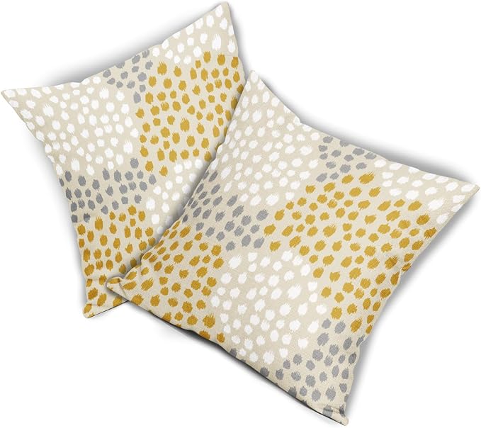 Yellow White Pillow Covers 20x20 Set of 2 Boho Gray Polka Dot Throw Pillows Modern Trendy Print Decorative Outdoor Farmhouse Pillowcase Cushion Cover Linen Pillow Case Decor for Home Sofa Couch Bed