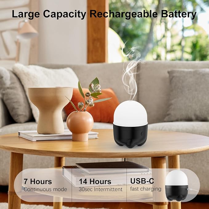 Marchred Cordless Diffuser, Battery Operated Diffuser for Essential Oils, Rechargeable Portable Aromatherapy Cool Mist with 7 Color Changing Light, for Home Room Office Travel