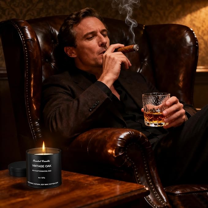 Men's Scented Candles Gift Set - 6 Pack Luxury Soy Candles for Home Scented, Masculine Woodsy Fragrances: Smoke Vanilla, Rum Oak & Cedar - Unique Birthday Gifts for Men, Dad, Husband, Boyfriend