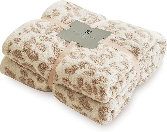 MH MYLUNE HOME Ultra Soft Leopard Throw Blanket Plush, Khaki, 50"x60" | Reversible Cheetah Print Blanket, Comfy Fluffy Fuzzy Plush Blanket Throws for Couch Bed, Cozy Blankets for Women Gift