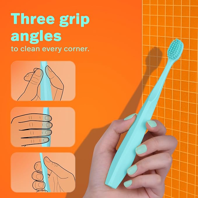 Tonochi Max Extra-Soft Toothbrush for Adults Sensitive Gums – Gentle Bristles, Wide Angled Head for Back Teeth, Ergonomic Non-Slip Grip, BPA-Free Handle, Individually Wrapped, 4-Pack(Green)