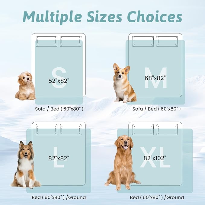 COZY KISS Dog Cooling Mat 82"x82" Q-Max>0.4, Waterproof Cooling Dog Bed Cover, Leakproof Pet Pad with Non-Slip Bottom, Washable Cooling Blanket for Large & Multiple Dogs (Beige)