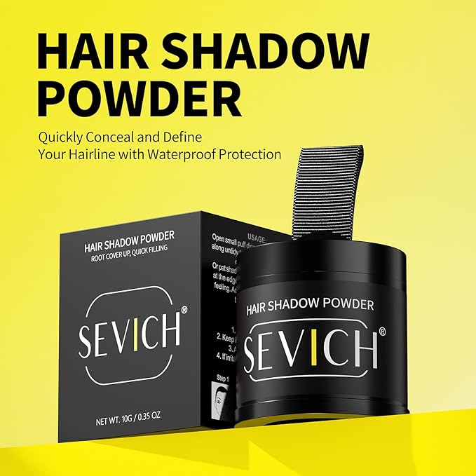 Sevich Hairline Powder 10g Large Capacity,Instantly Conceals Hair Loss,Root Touch up Powder,Hair Shadow Toppers for Women & Men Thinning Gray Hair,48H Makeup Lasting,1 Box = 2.5 Boxes,Light Brown
