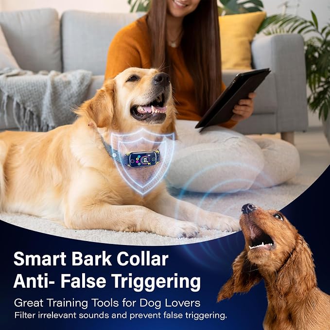 Dog Bark Collar ‌-Honeynet Smart Anti-Barking Training Device with 8 Sensitivity Levels, Beep/Vibration Modes, Auto Correction for Small/Medium/Large Dogs, IP67 Waterproof (Grey)