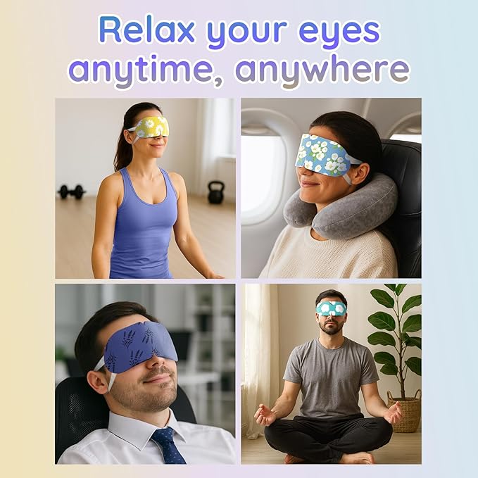 BLOOMORA 16 Pack Steam Eye Mask Variety Set Lavender Chamomile Jasmine and Unscented, Heated Eye Masks for Dry Eyes Puffiness and Relaxation, Self Heating Warm Compress for Sleep and Travel