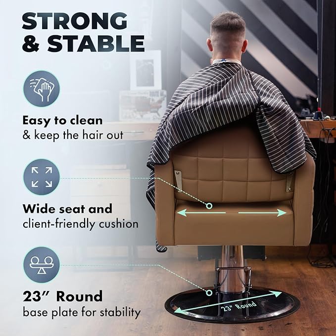 Buy-Rite Icon Styling Chair for Professional Salons & Barbers, Wide Quilted Seat, Durable Steel Frame, One-Piece Foam Cushion, Adjustable Hydraulic Pump, Easy-to-Clean Design, YLG-192 (Sand)