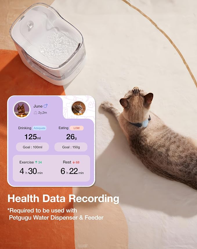 PETGUGU PF5 Pet Identifier Cat Electronic ID Card 3 Months Standby Design for Multi-pet Real-time Recording of Pet Daily Data Generate Weekly Data for Cat Fountain(PF1) /Feeder(PF2)/Toilet(PW5)