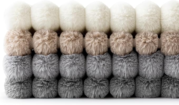 MIULEE Faux Fur Plush Decorative Throw Pillow Covers 20x20, Grey Taupe | Set of 4, Striped, Soft Boho Farmhouse Vintage, Rustic Cozy Home Decor, Cushion Cases for Sofa Couch Bed Living Room