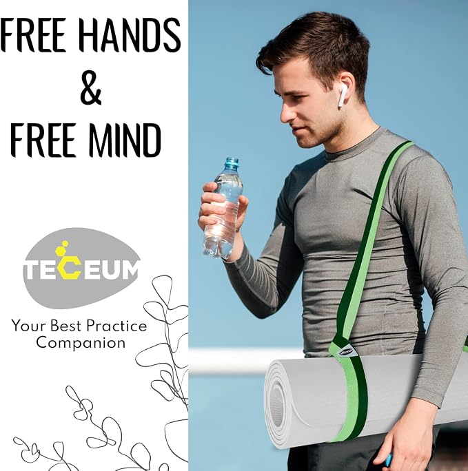 TECEUM Yoga Mat Strap – Extra Soft & Thick Cotton Carrier for All Mats | Adjustable Skin-friendly & Non-Slip Mat Holder Sling in 30+ Colors [Mat Not Included]