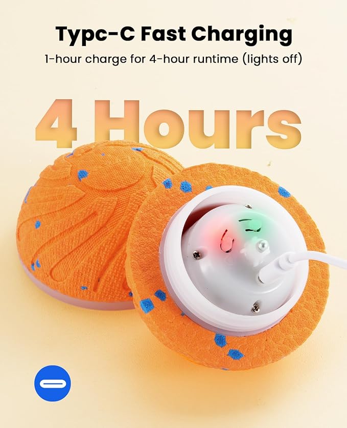 Xeuch Smart Interactive Dog Balls, Automatic Moving Bouncing Ball, E-TPU Material, Motion Activated Rotating Toy for Dogs Puppies, Enrichment & Stimulation Toys for Indoor & Outdoor (Orange)