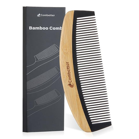 Combetter Bamboo Comb for Detangling, Anti Static Fine Tooth Comb for Thick, Thin, Fine, Short, Long Hair, Durable Bakelite Infused Hair Comb for Women - Birthing & Labor Tool